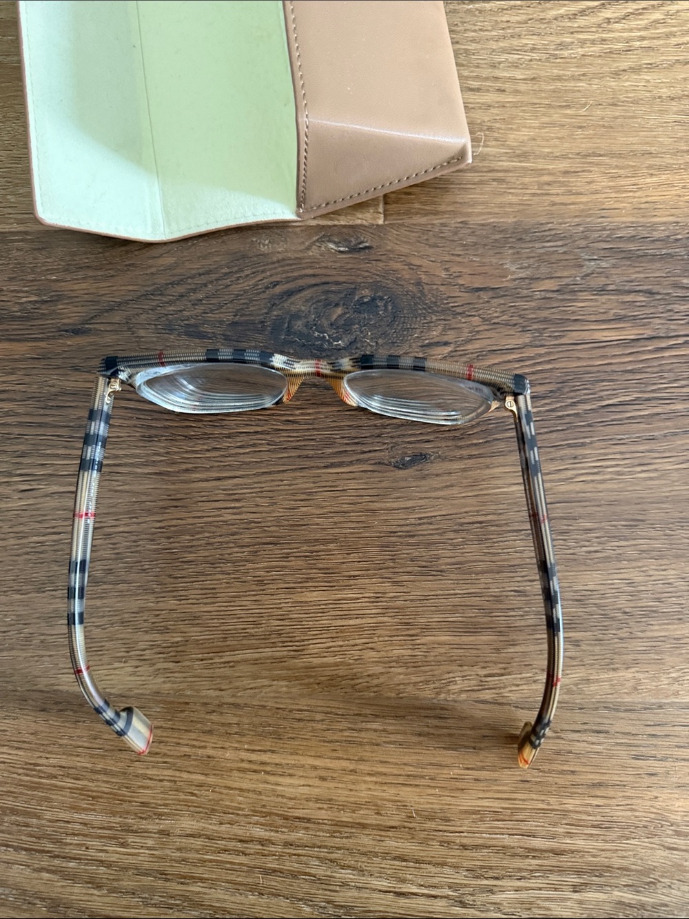 Burberry Plaid Frames in Beige and Tan - Picture 2 of 5
